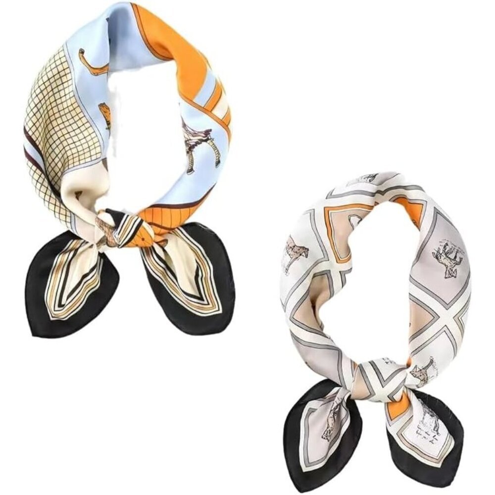 Silk Satin 31 Steed Head Scarf Medium Square Hair Scarf for Women 28 Inches